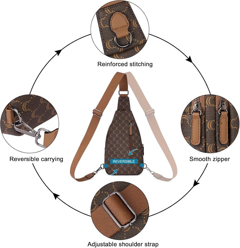 CLUCI Crossbody Bags for Women Men,Leather Sling Bag Cross Body Backpack for Woman Gifts for Women Birthday Unique - Image 4